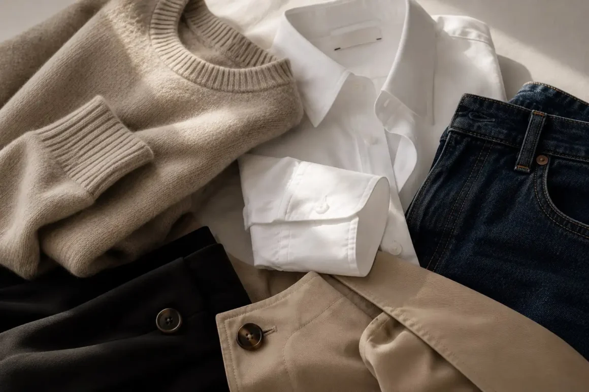 Quiet wardrobe essentials that show that pieces should work together to create a quiet capsule wardrobe.