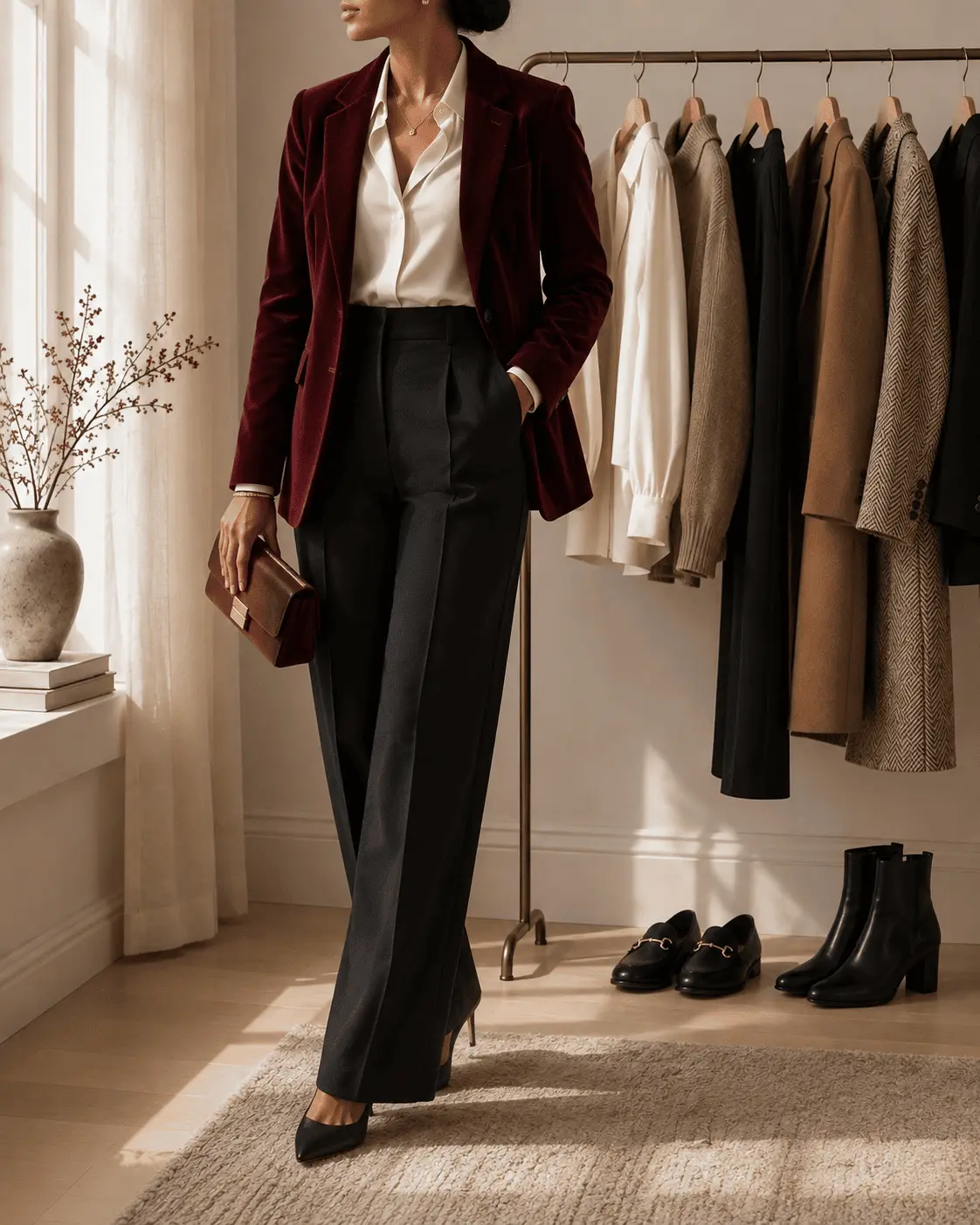 A polished outfit from the holiday wardrobe