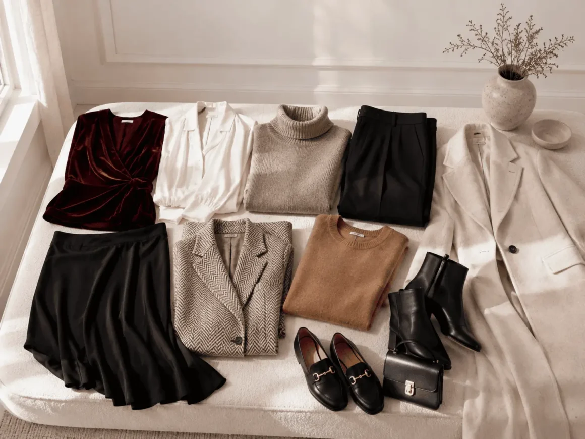 A winter holiday capsule with items for the holidays